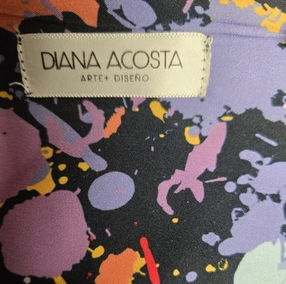 Diana Acosta Colorful Splatter Print Wide Leg Pants Small - Picture 4 of 4